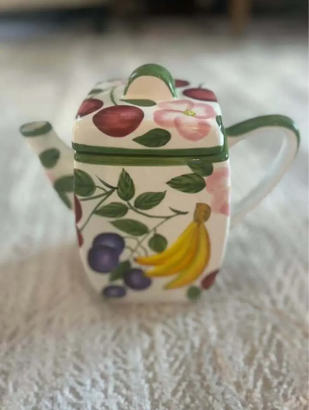 Tabletops Unlimited Sorbet Square Ceramic Fruit Teapot